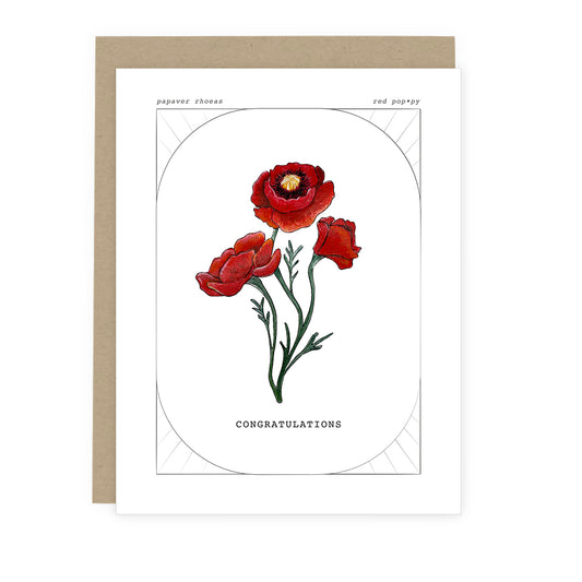 Red Poppy Congratulations Card
