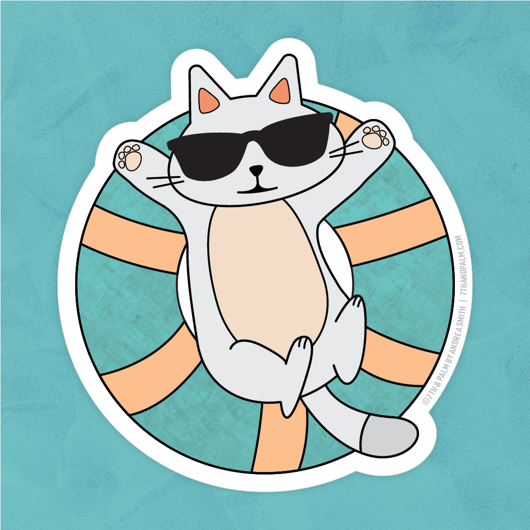 Cat Pool Float Sticker