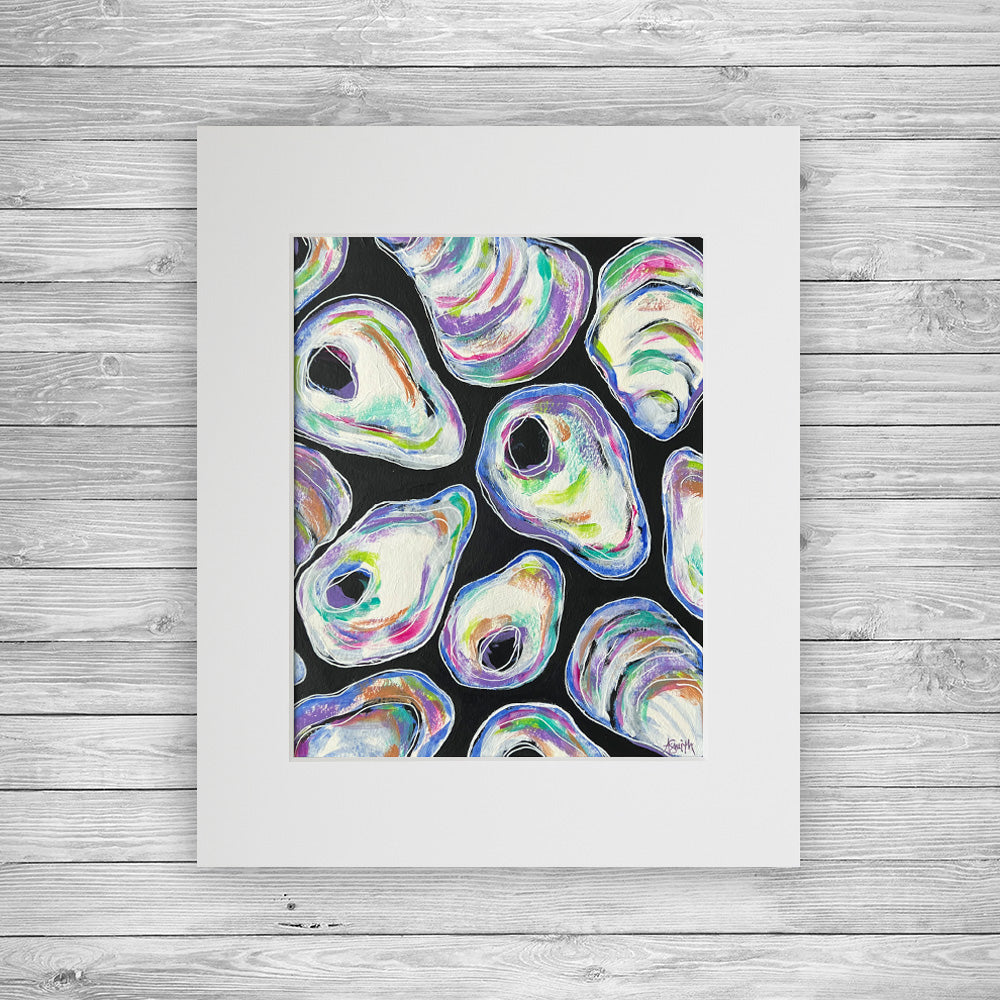 "Oyster Dance I" Matted Abstract Acrylic Painting, 8x10"