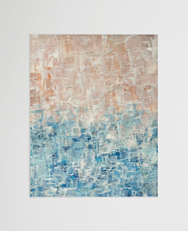 "Sunrise on the Beach" Matted Abstract Acrylic Painting, 8x10"