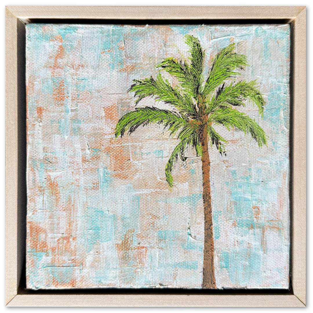 Sunrise Palm Acrylic Painting, 6x6"