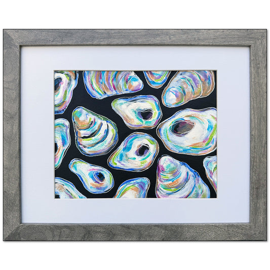 "Oyster Dance" Matted Abstract Acrylic Painting, 8x10"