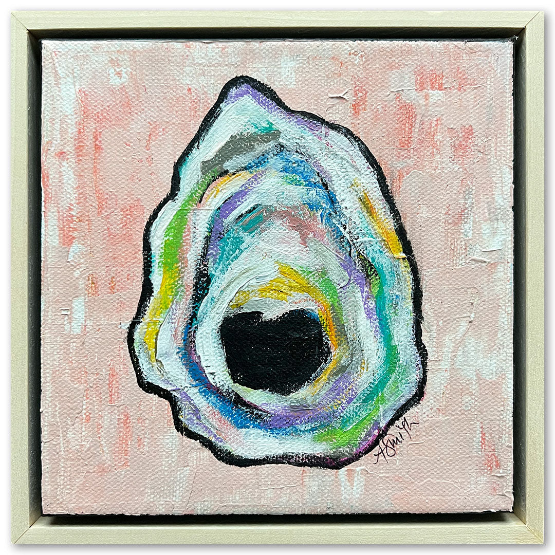 "Tallulah" Oyster Shell Acrylic Painting, 6x6"