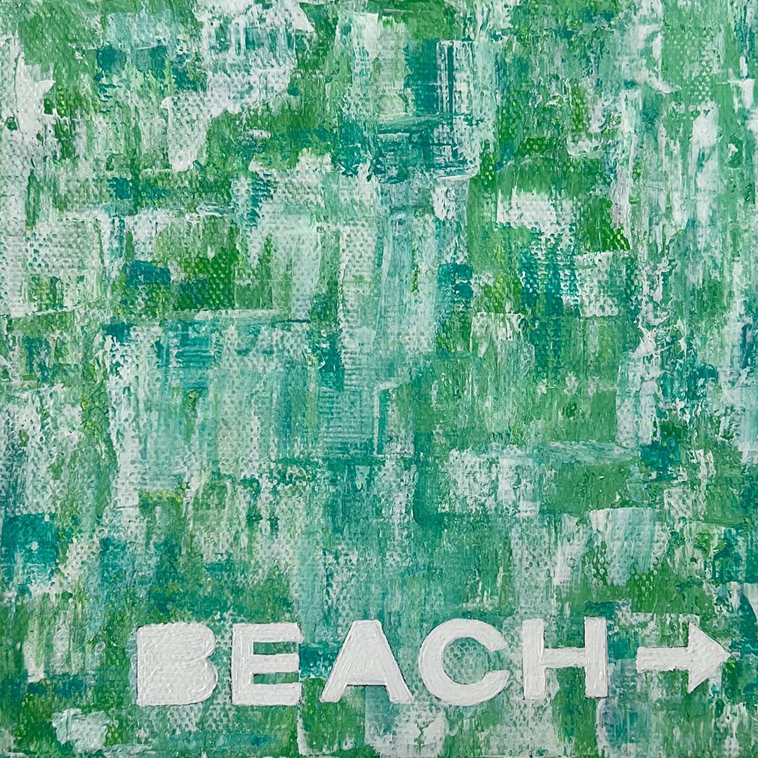 "To The Beach" Acrylic Painting, 6x6"