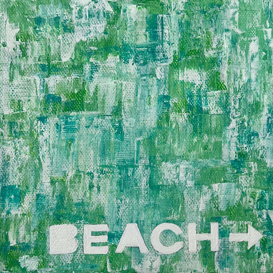 "To The Beach" Acrylic Painting, 6x6"
