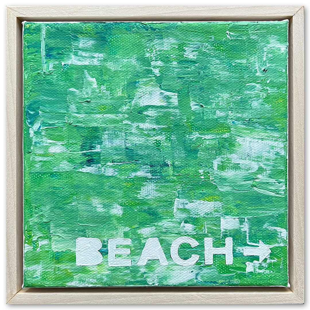 "To The Beach" Acrylic Painting, 6x6"