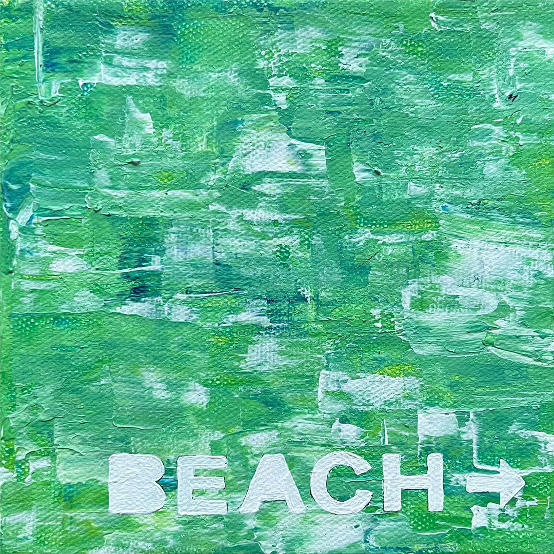 "To The Beach" Acrylic Painting, 6x6"