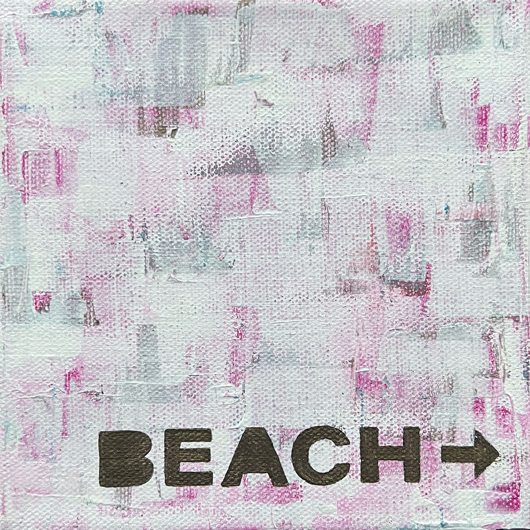 "To The Beach" Acrylic Painting, 6x6"