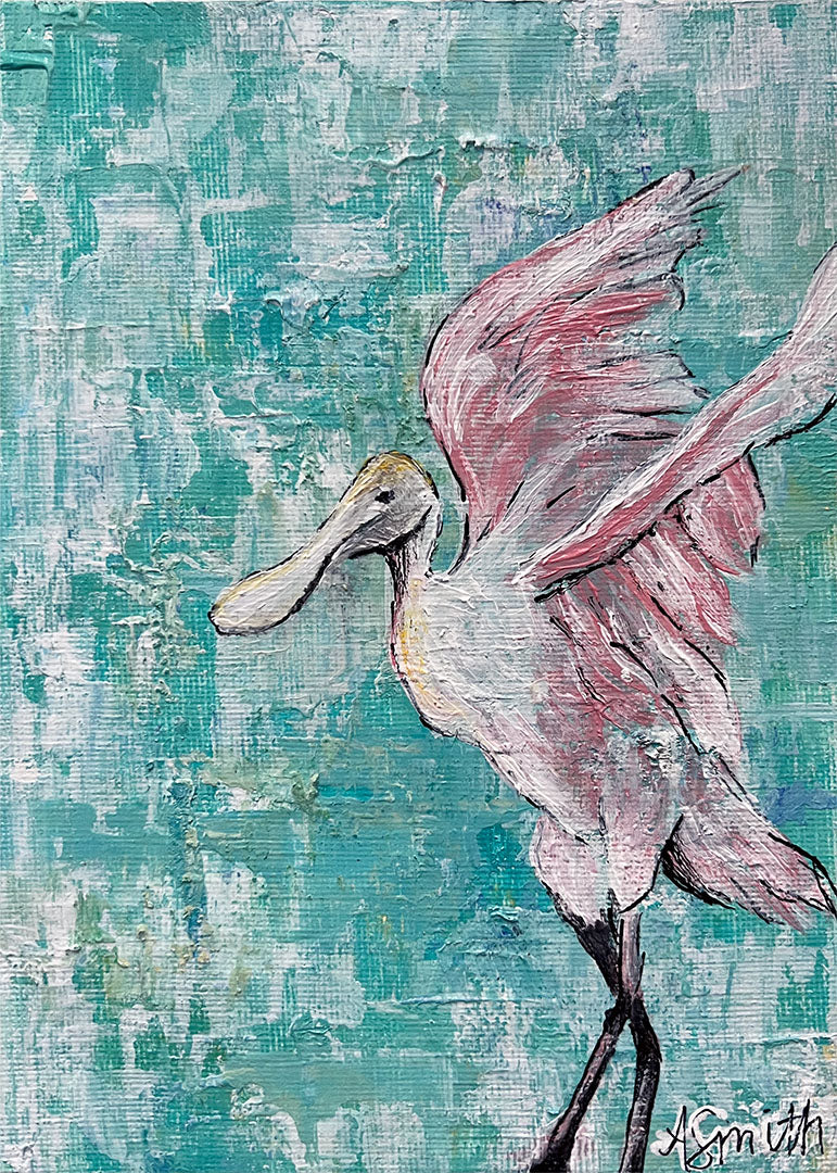 Roseate Spoonbill, 7x5"
