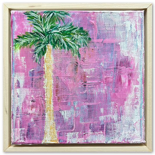 "Stay Wild" Palm Tree Acrylic Painting, 6x6"