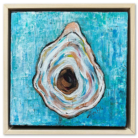 "Halle" Oyster Shell Acrylic Painting, 6x6"