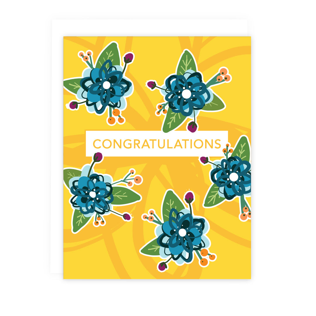 Yellow Floral Congratulations Note Card | Luxe Stationery & Greeting Cards by 7th & Palm