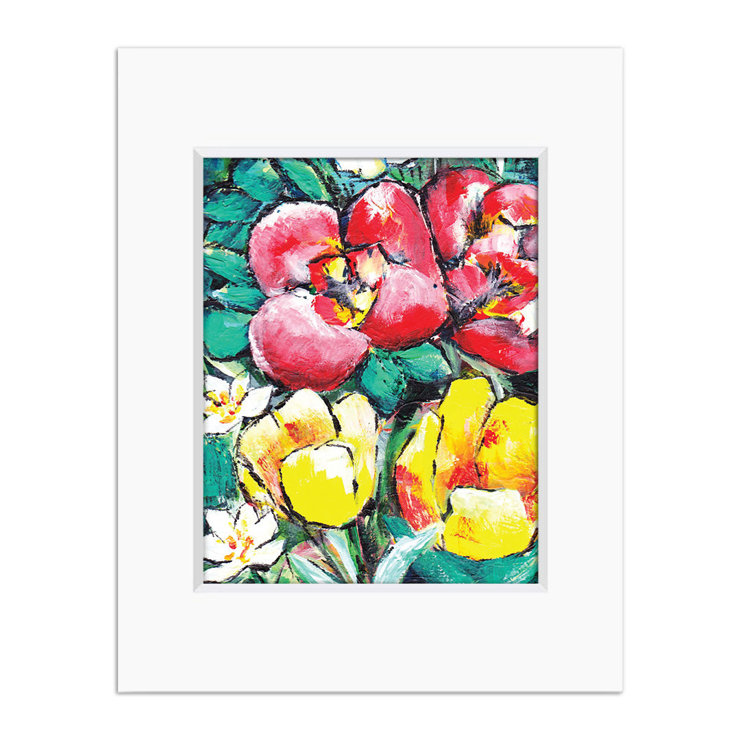 Daffodils, Begonias & Tulips Art Print, 8x10