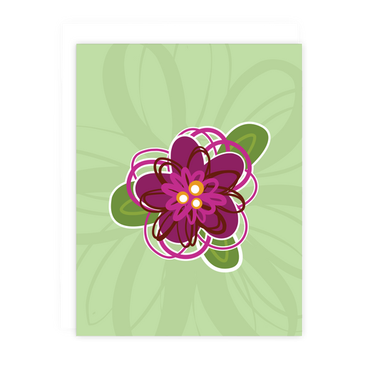 Green Floral Note Card