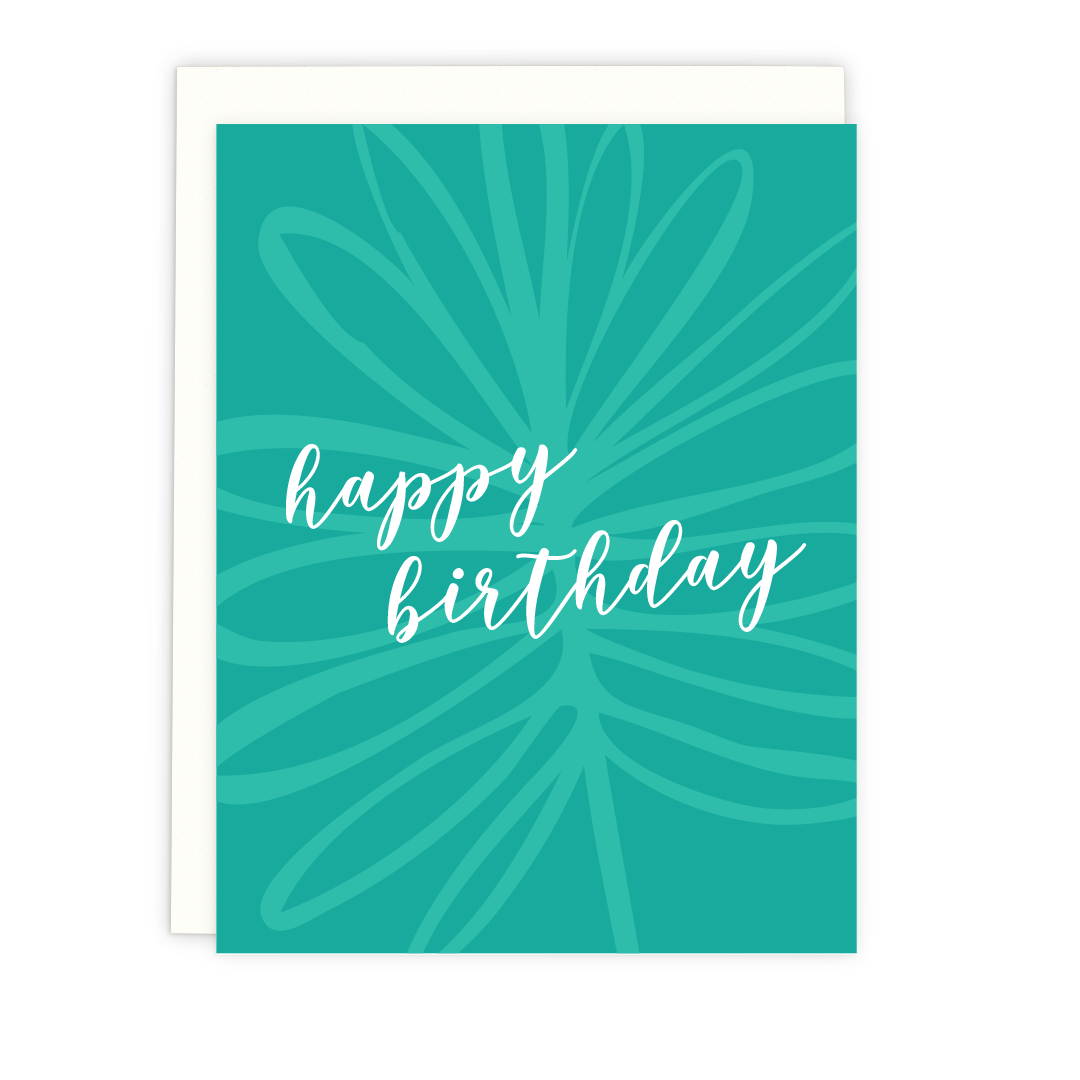 Palm Script Birthday Card
