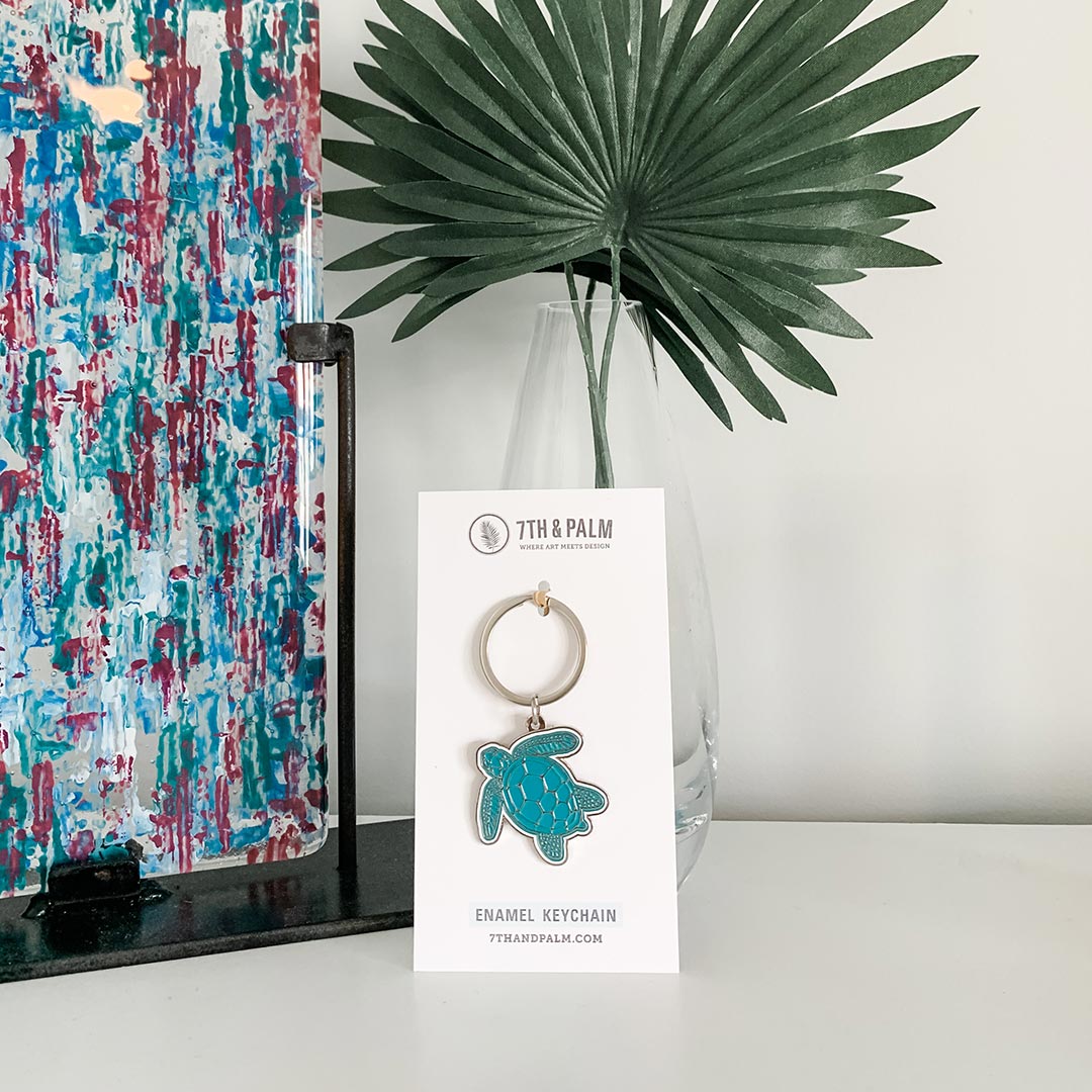 Sea Turtle Enamel Keychain