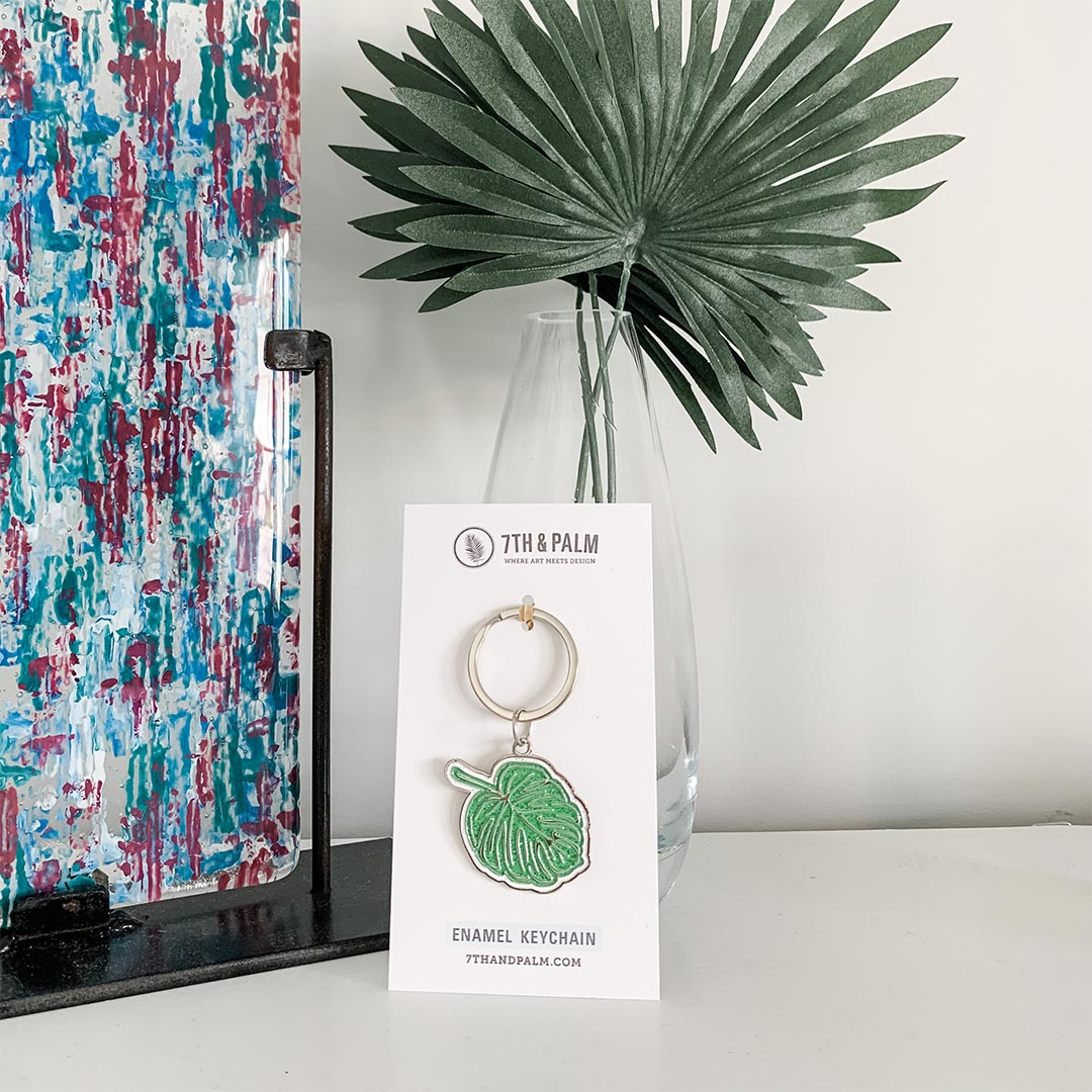 Monstera Leaf Enamel Keychain