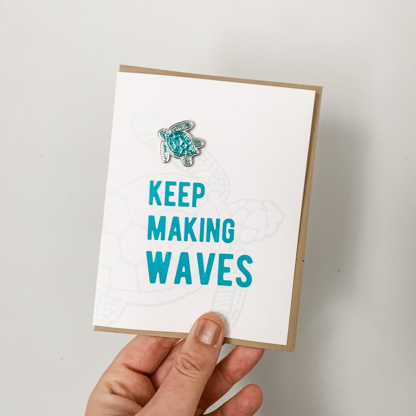 "Keep Making Waves" Sea Turtle Enamel Pin & Card