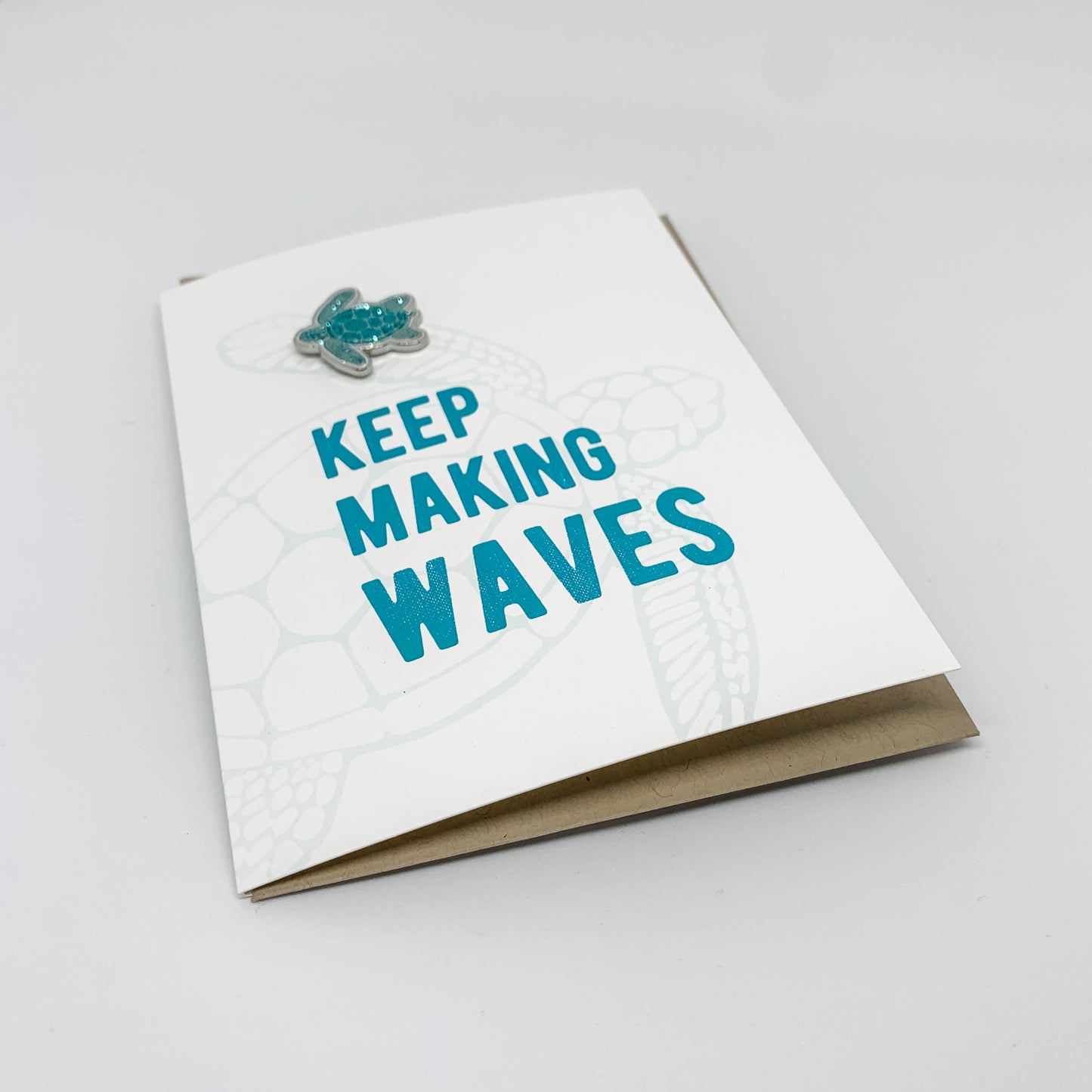 "Keep Making Waves" Sea Turtle Enamel Pin & Card