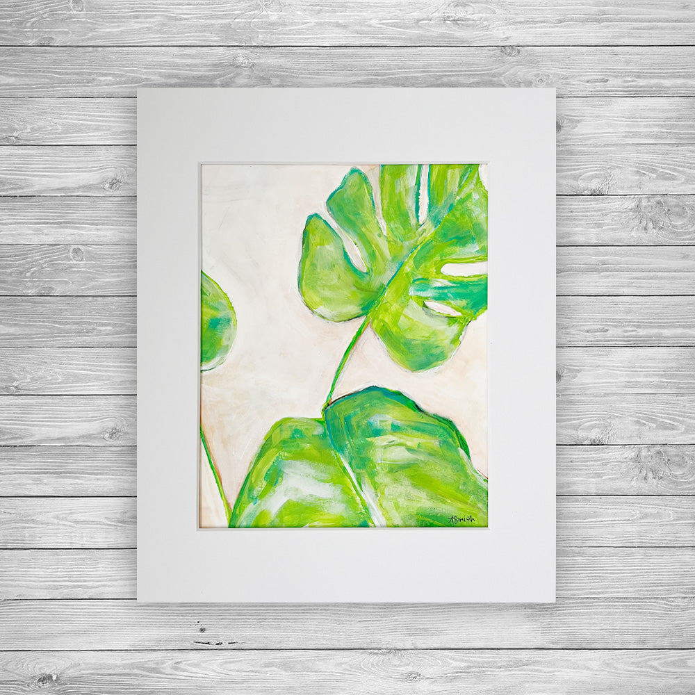 "Fond of Fronds" Matted Acrylic Painting, 8x10"