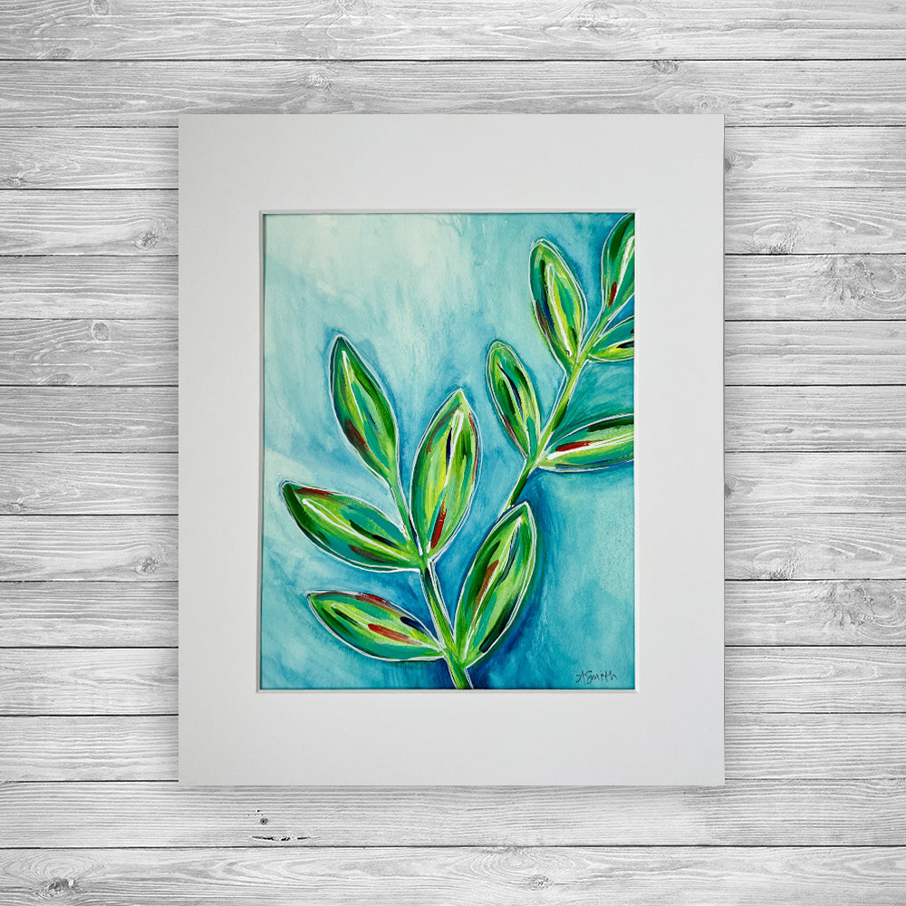 "Southern Flora" Matted Acrylic Painting, 8x10"