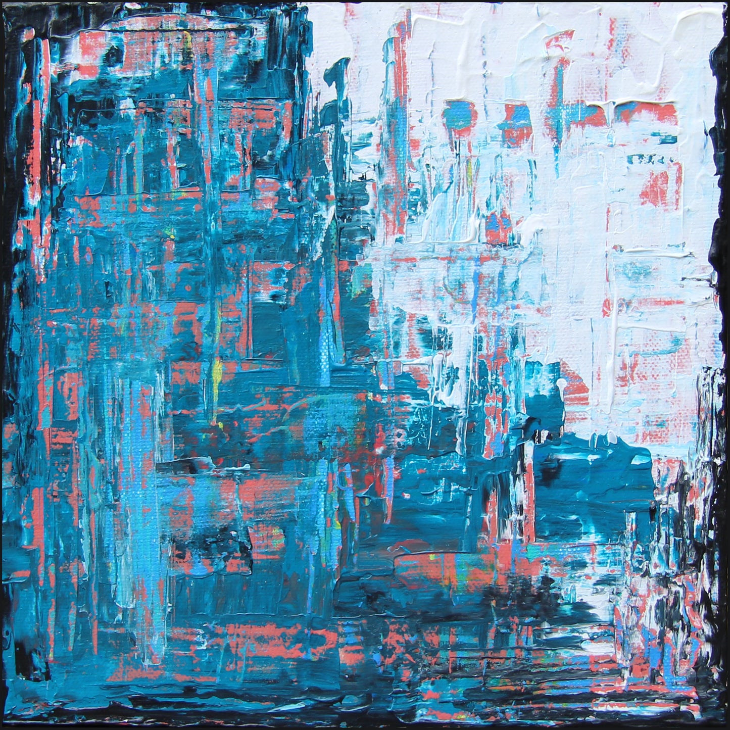 Gridlock 8x8 Abstract Acrylic Painting by Andrea Smith