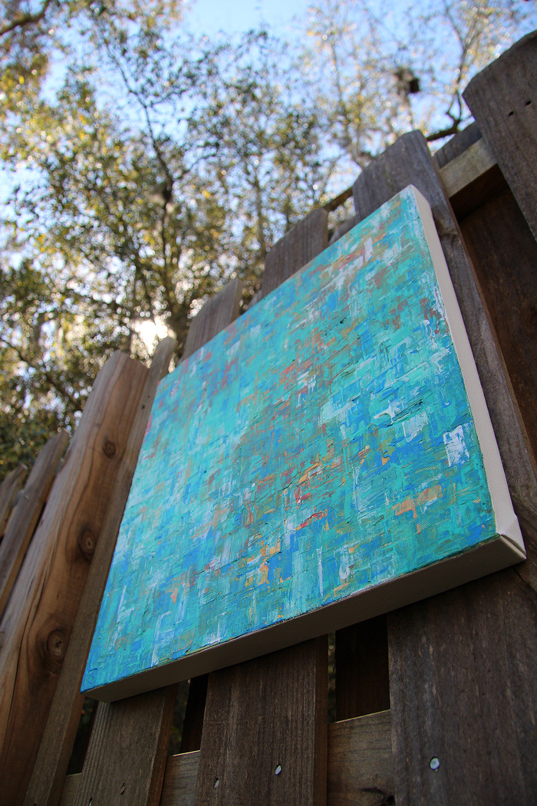 Modern Madras 20x20" Abstract Painting - Original Art by Andrea Smith