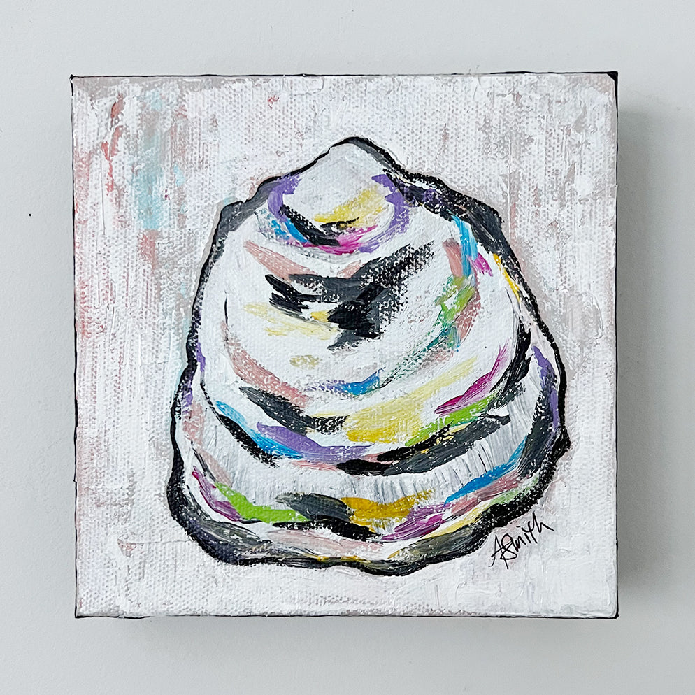 "Elora" Oyster Shell Acrylic Painting, 6x6"