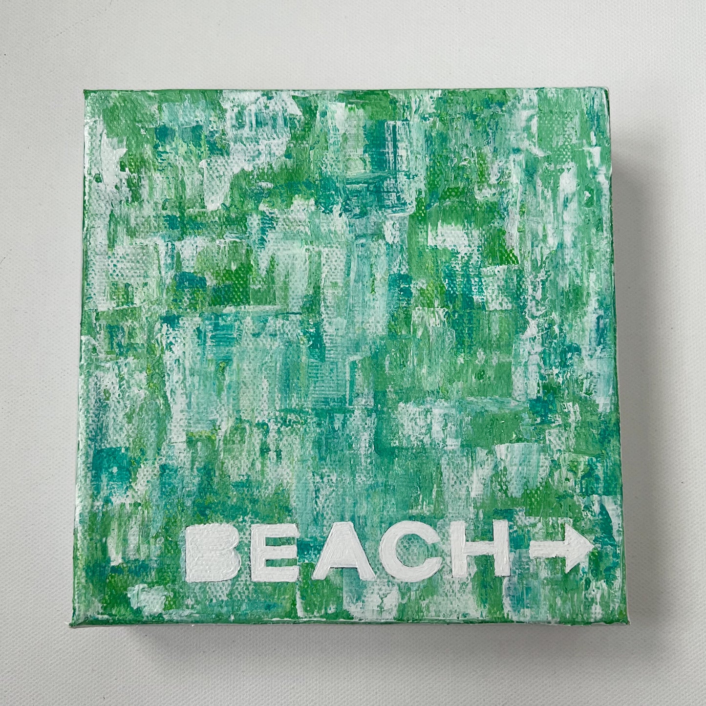 "To The Beach" Acrylic Painting, 6x6"