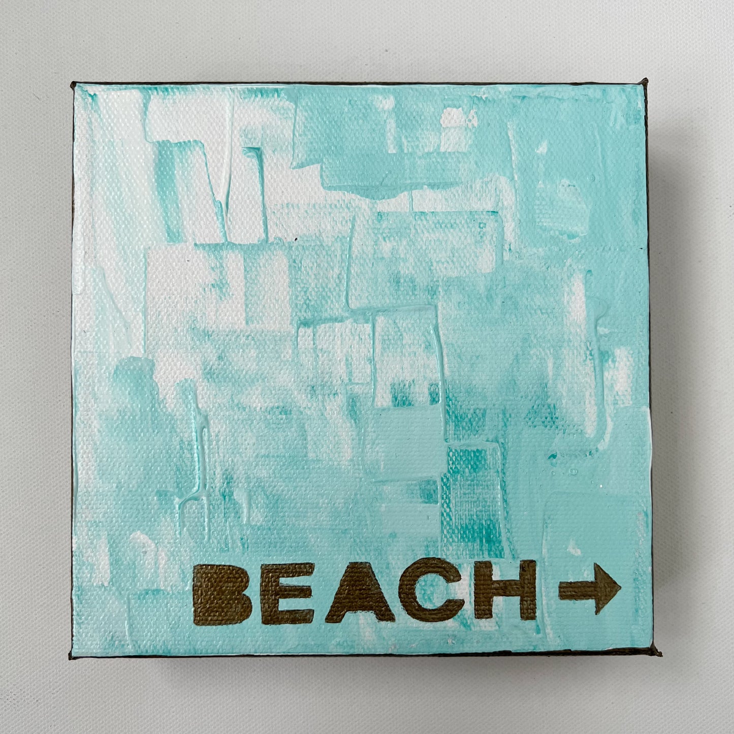 "To The Beach" Acrylic Painting, 6x6"