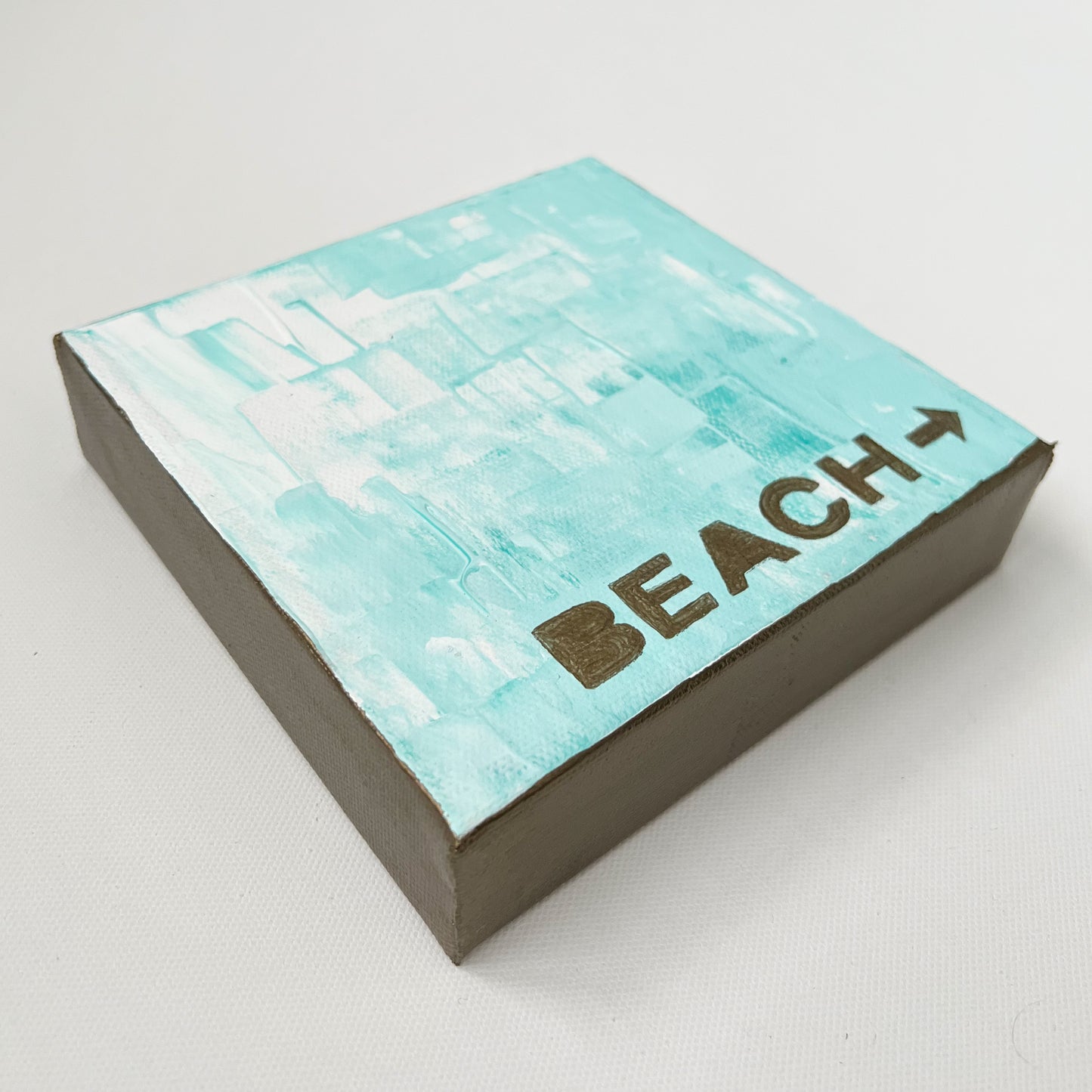 "To The Beach" Acrylic Painting, 6x6"