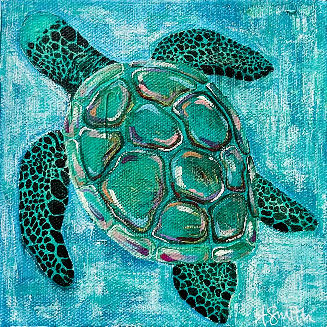 Papa Loggerhead Acrylic Painting, 6x6"