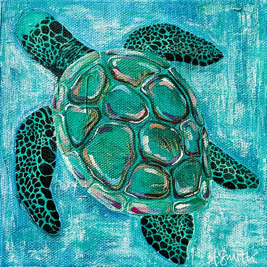 Papa Loggerhead Acrylic Painting, 6x6"