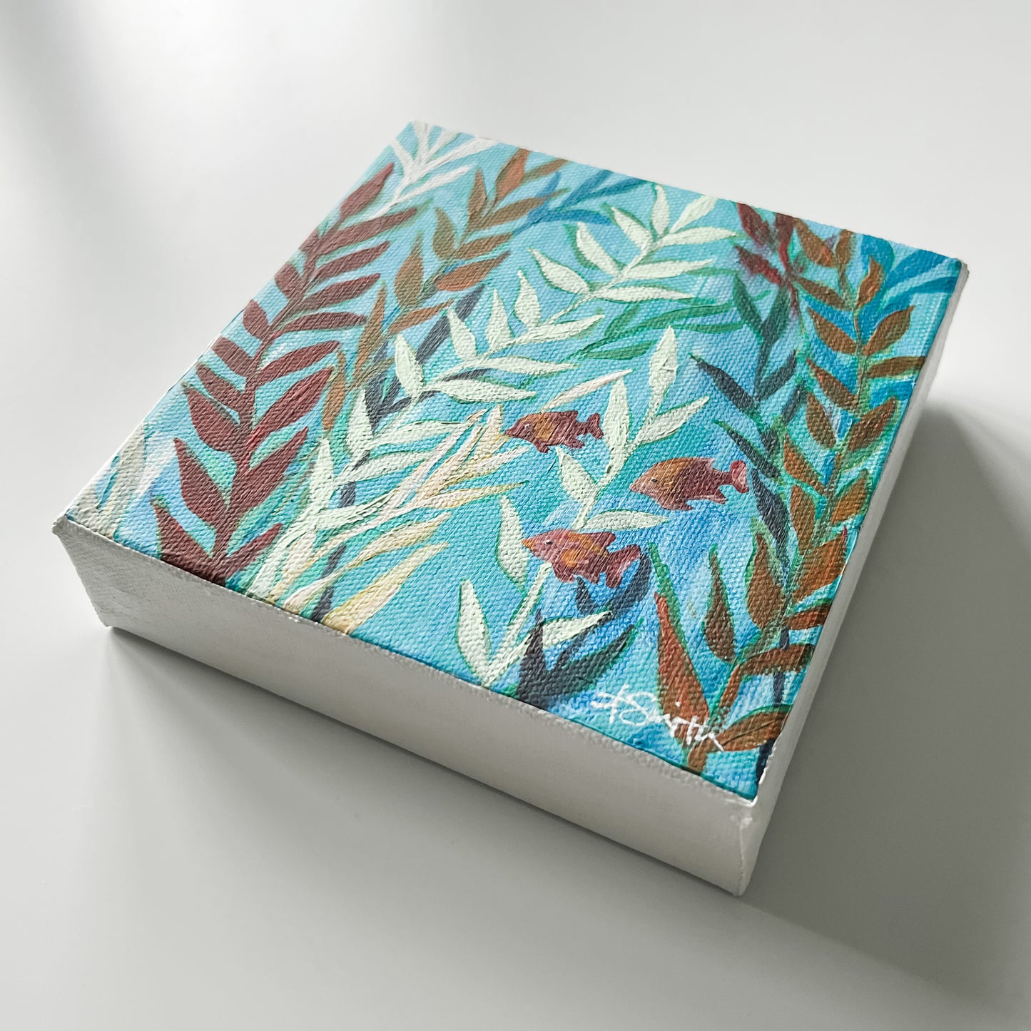 Reef Acrylic Painting, 6x6"