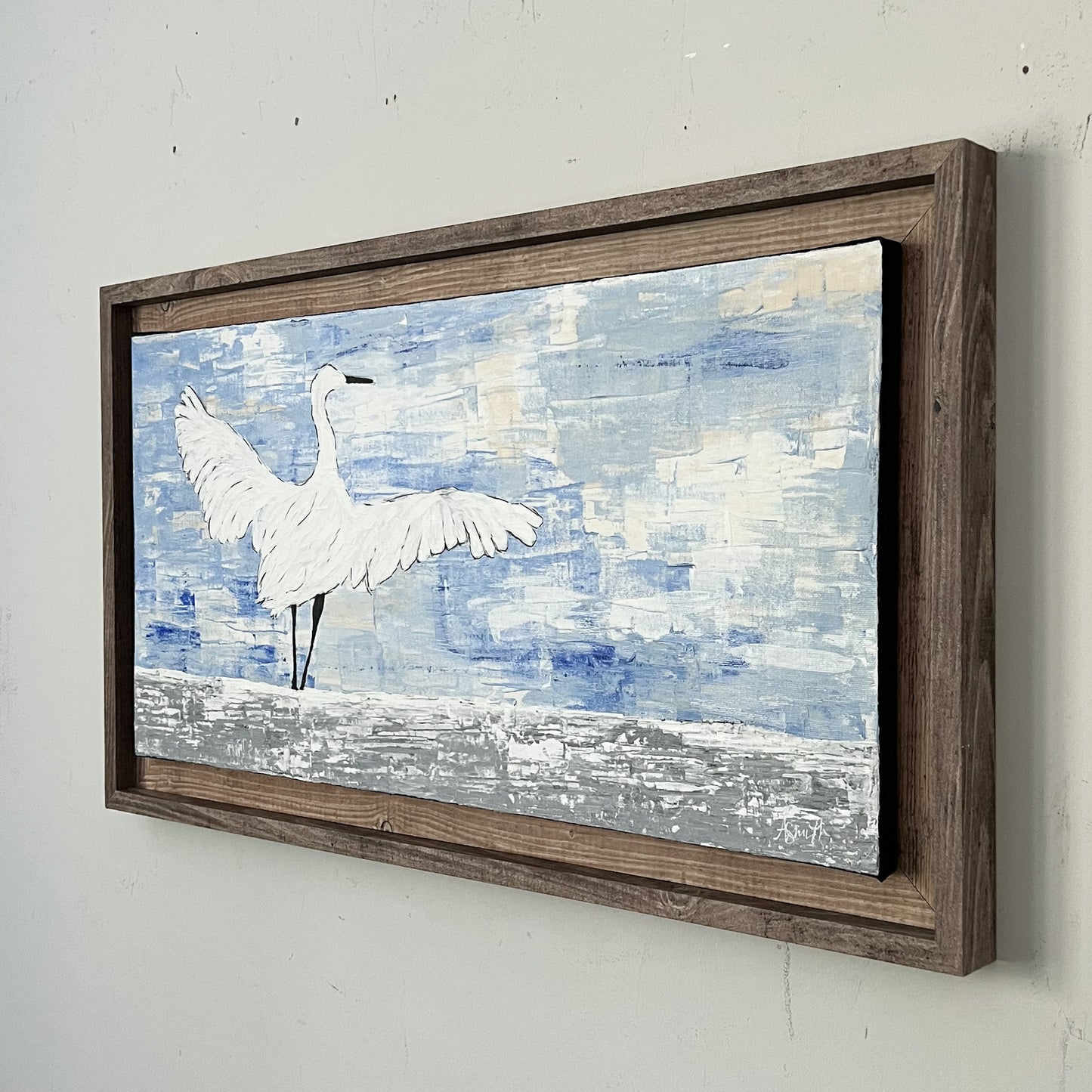 Snowy Egret in Water, 24x12"