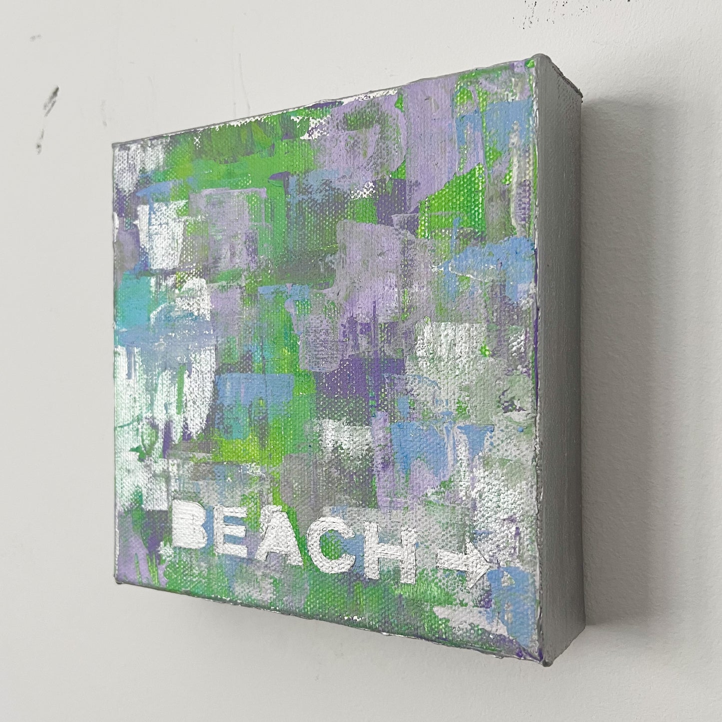"To The Beach" Acrylic Painting, 6x6"