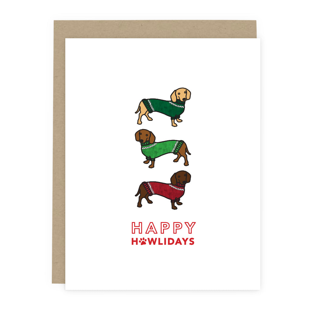 Happy Howlidays Card - Dachshunds Holiday Card