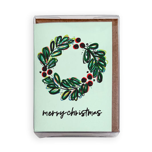 Merry Christmas Wreath Mini Enclosure Cards: Boxed Set