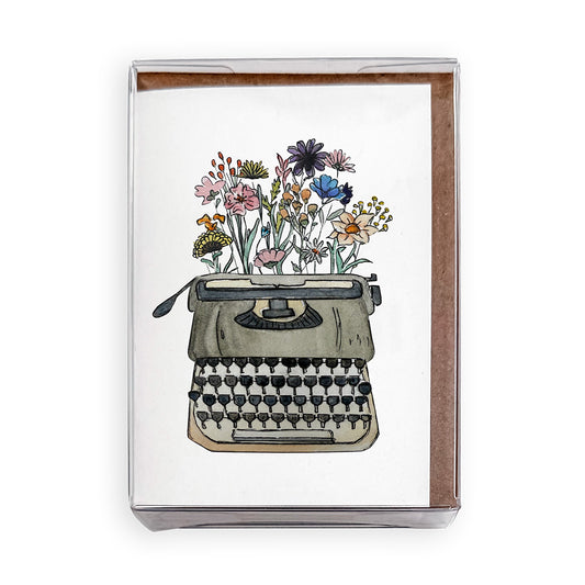 Vintage Typewriter Wildflowers Mini Enclosure Cards: Boxed Set