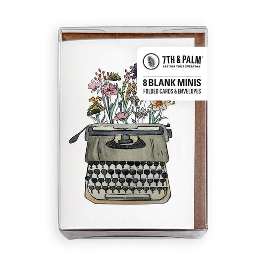 Vintage Typewriter Wildflowers Mini Enclosure Cards: Boxed Set