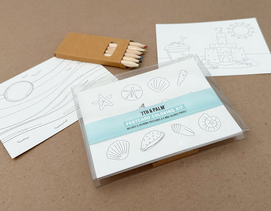 Seaside Coloring Postcard Art Kit