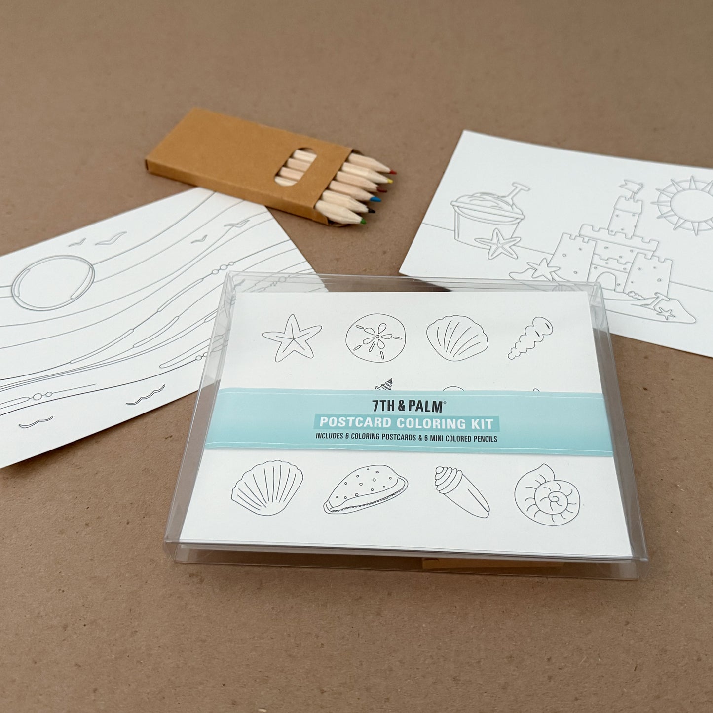 Seaside Coloring Postcard Art Kit