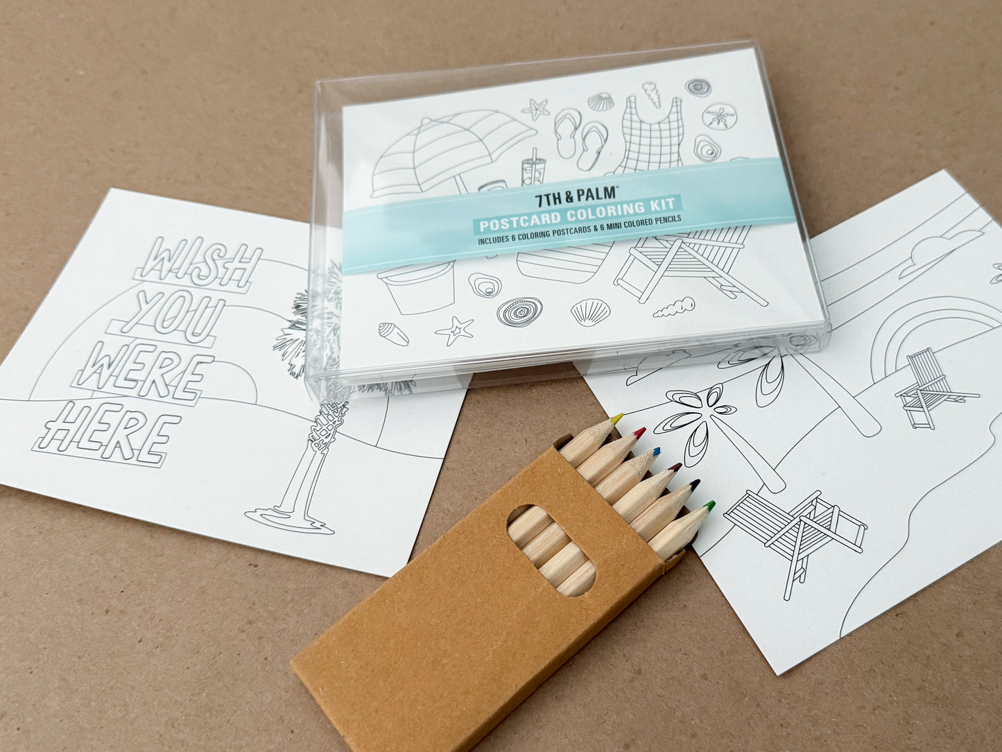 Vacay Vibes Coloring Postcard Art Kit