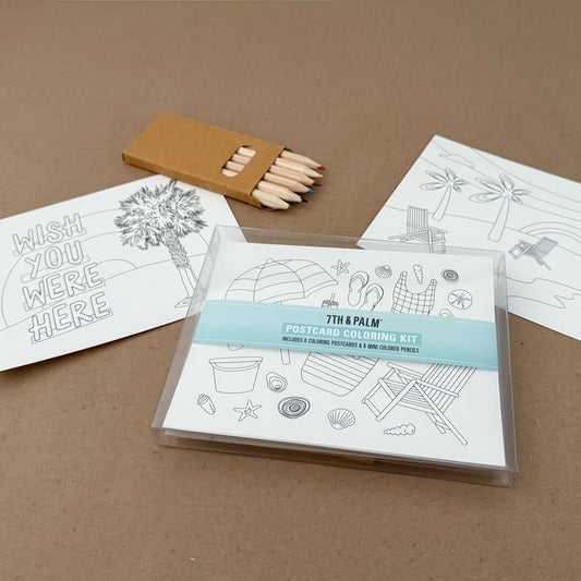 Vacay Vibes Coloring Postcard Art Kit