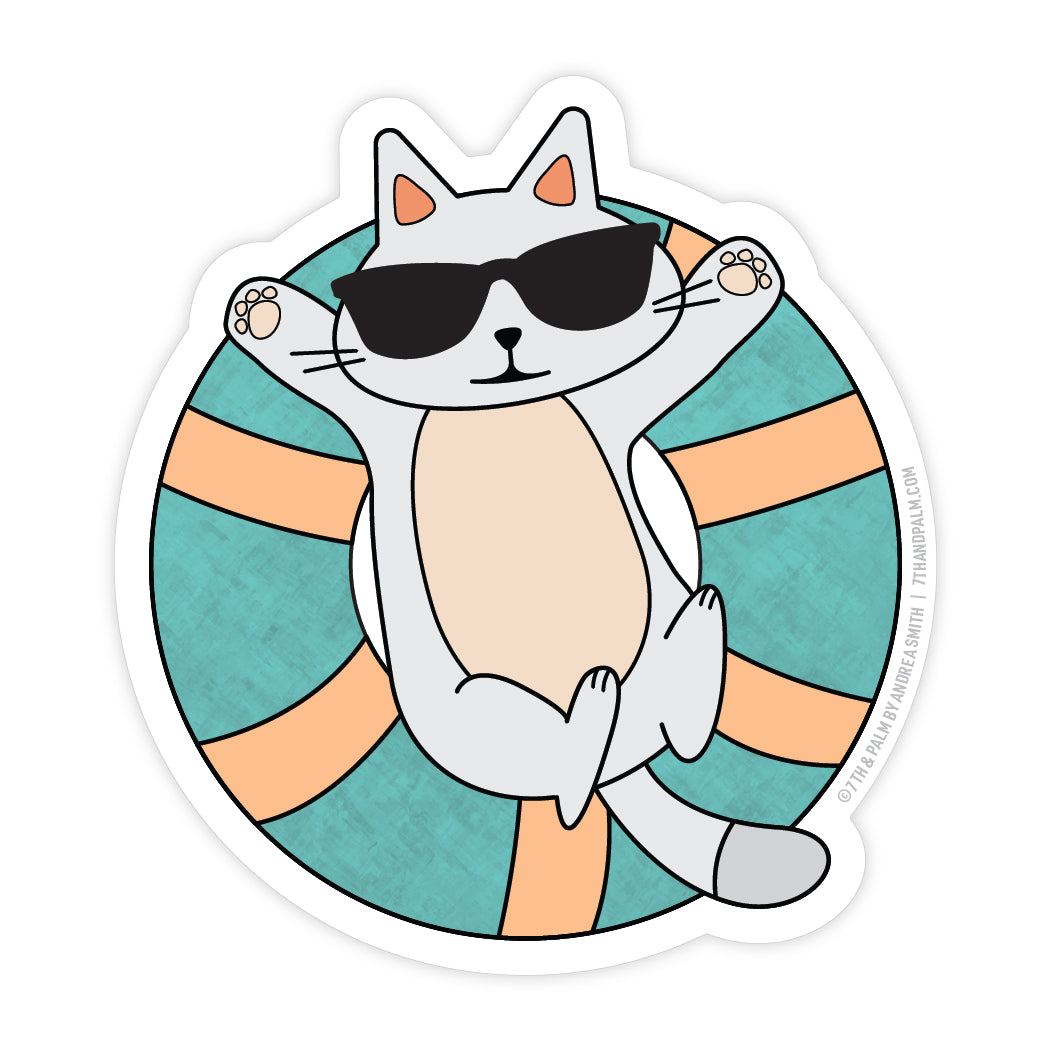 Cat Pool Float Vinyl Sticker | 7th & Palm by Andrea Smith