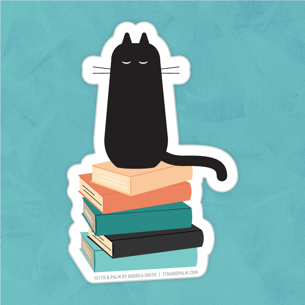 Cat & Books Sticker