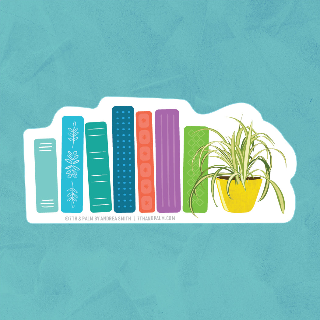 Books & Spider Plant Sticker