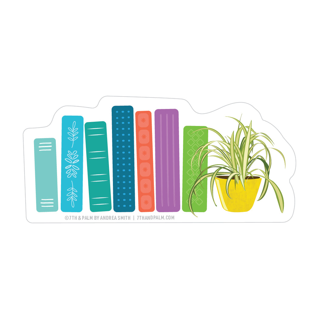 Books & Spider Plant Sticker