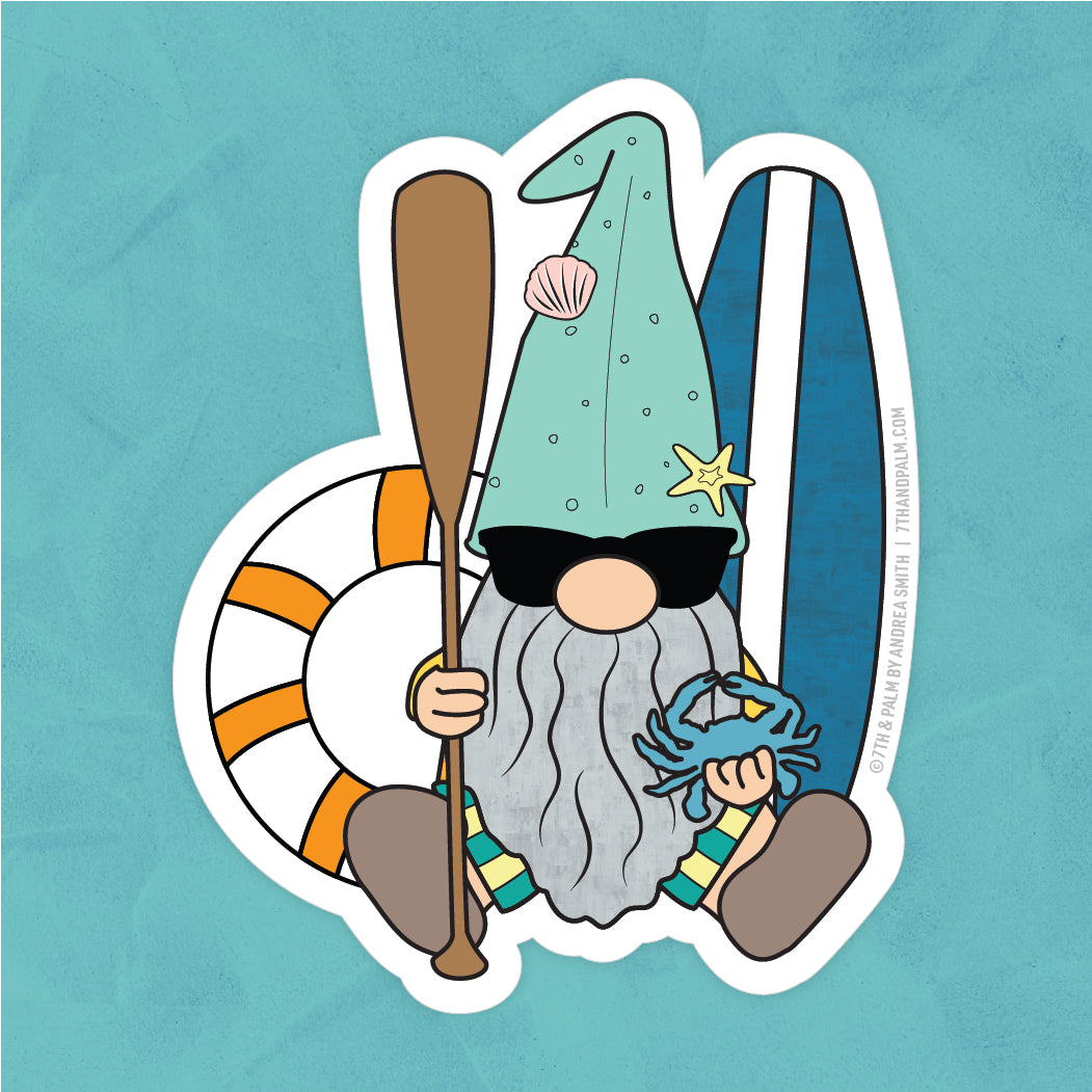 Coastal Gnome Vinyl Sticker