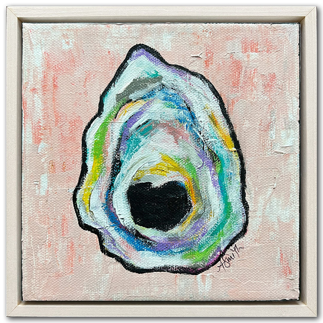 "Tallulah" Oyster Shell Acrylic Painting, 6x6"